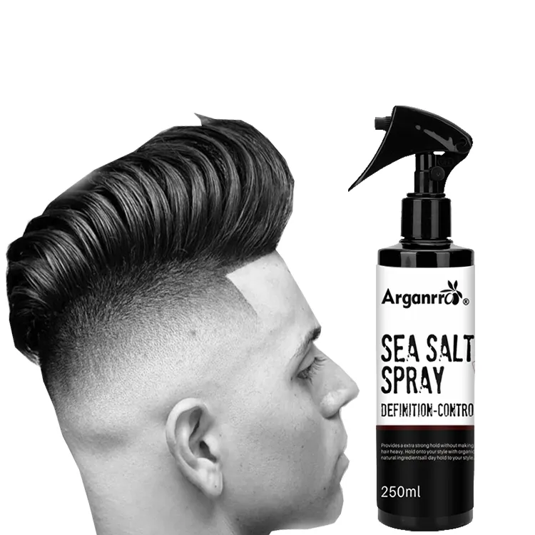 Private label sea salt spray per capelli per la spiaggia del tessuto e ricci dei capelli per barbiere