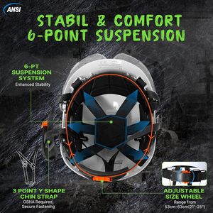 Casque de sécurité pour la construction, blanc, avec visière transparente, homologué ANSI Z89.1 OSHA, type V, 53-63 cm - Product Image 5