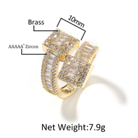 Anillos Baguette de Diseño Nuevo con Circonita Cúbica, Anillo Cuadrado Abierto, Joyería Moderna para Mujer y Hombre