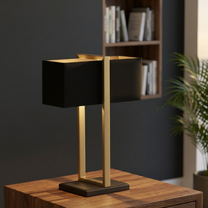 Lampe de table en métal au design côtier, abat-jour rectangulaire en tissu beige, lumière LED E27 blanc chaud, éclairage décoratif pour chambre à coucher, AC - Product Image 3