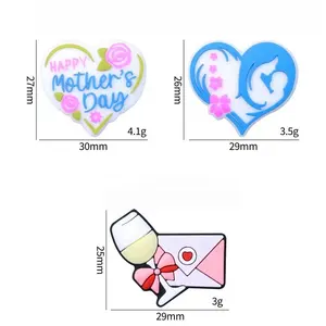 Cute Mother's Day Blue Love Focal Bead Charm Silicone Charms For Pens Silicone Beads For Keychain Making For Baby Pacifier