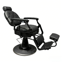 Fauteuil de Barbier Noir de Luxe Personnalisé en Gros avec Dossier Inclinable Ergonomique – Équipement de Salon pour Coiffure