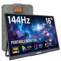 Moniteur portable de voyage de 16 pouces, 1,7 livre, léger, UXGA 1920X1200, 144 Hz, anti-reflets, pour ordinateur portable et smartphone