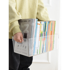 Transparent Plastic <b>Book</b> Storage <b>Box</b> Rectangle Desktop Organizer For Student Picture <b>Books</b> Solid Color 27x11x15cm 30x21x15cm - Product Image 3