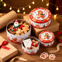 Lot de 3 boîtes rondes en métal de Noël, qualité alimentaire, pour biscuits, bonbons et emballages cadeaux de fêtes