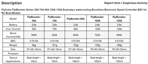 Flycolor Flymonster 50A 70A 90A 120A 150A hai chiều Watercooling không chổi than điện tử điều khiển tốc độ <span class=keywords><strong>ESC</strong></span> cho RC Mô hình thuyền - Product Image 6
