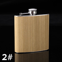 Gourde à liqueur portable de 6 oz à motif bois, pour voyage en extérieur, bouteille de vin ou de whisky, gourde enveloppée