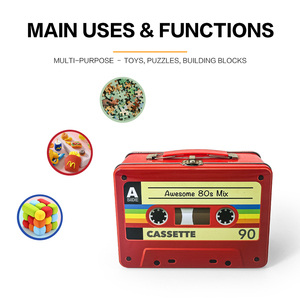 Jinyuanbao Vintage 80er Jahre Musik thema Metall Vorrats behälter für Geschenke Lebensmittel qualität Blechdose mit Griff & Schloss für Puzzles/Spielzeug - Product Image 6