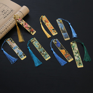 Promotional Gifts Hollow Flower <strong>Metal</strong> <strong>Bookmark</strong> Van Gogh Painting Book Marks With Tassel for Book Lovers Writers Readers - Product Image 5
