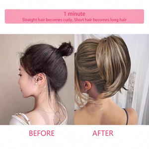 วิกผมต่อผมแบบหนีบสำหรับผู้หญิงชาวยุโรปอเมริกัน ทำจากไหมทนความร้อนสูง ขนาด 22 ซม. น้ำหนัก 80 กรัม ปรับได้ - Product Image 4