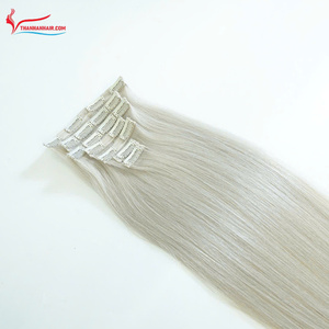 Blanco Clip-ins Extensiones de cabello humano natural Clip recto natural en extensiones de cabello Clip blanco en extensiones de cabello Precio de fábrica - Product Image 5