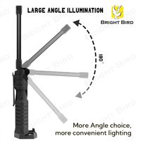 Lampe de travail portable pliable magnétique COB Bright Bird 310lm, rechargeable par USB, LED étanche, lampe d'inspection avec crochet pour voiture