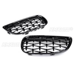 Par de Rejillas Delanteras para Coche, Estilo Diamante Meteoro, para BMW Serie 3 E90 E92 E93, Negro Cromado, Negro Brillante, Rejillas Deportivas - Product Image 4