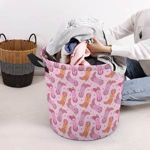 Bolsa de Compras Plegable con Estampado de Vaca Estilo Occidental Personalizada/al por Mayor, Cesta de Almacenamiento de Ropa Sucia con Asa - Product Image 5