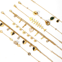 Bracelets Bohèmes Élégants en Acier Inoxydable Plaqué Or 18K avec Breloques Coquillage, Cœur, Fleur et Zircon Cubique pour Femme – Idéal Cadeau