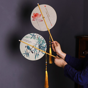 Bamboo Woven Fan With Tassel Natural Handmade For Hanfu And Cheongsam Souvenir Gift - Product Image 1