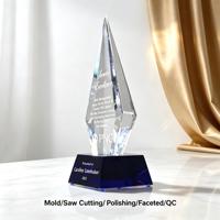 Trophée en cristal transparent de qualité supérieure avec base noire, logo gravé sur mesure, cadeau souvenir pour cérémonie de remise de prix, reconnaissance professionnelle