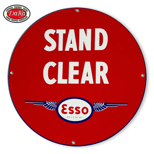 Plaque en émail de porcelaine <span class=keywords><strong>vintage</strong></span>, style <span class=keywords><strong>Esso</strong></span>, transparente, pour station-service - Product Image 1