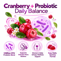 Gummies Probiotiques pour Femmes Marque Privée OEM, Canneberge et Cohosh Noir, Complément Alimentaire Quotidien, Formule Personnalisée en Gros