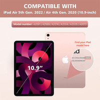 Étui pour iPad Air 5 de 10,9 pouces pour enfants, TPU + cuir PU, anti-rayures, antichoc, avec support magnétique pour stylet