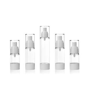 Bouteille sans air sous vide cosmétique de luxe 15ml 30ml 50ml bouteille de pompe sans air sous vide cosmétique blanche en plastique - Product Image 1