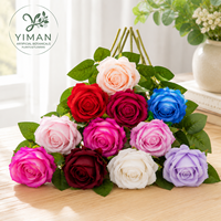 Roses rouges en velours de soie artificielles YM, fleurs de lilas artificielles pour la décoration de la maison, mariage, fête, rose artificielle