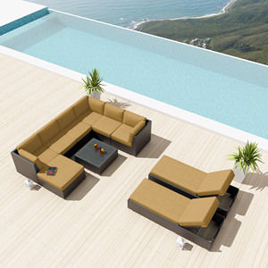 ชุดเฟอร์นิเจอร์สวนหวายแบบโมดูลาร์ 9 ที่นั่ง สำหรับพักผ่อนกลางแจ้ง - Product Image 2