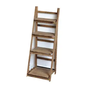 Wooden ladder shelves, solid wood flower pot display rack, wooden display stand