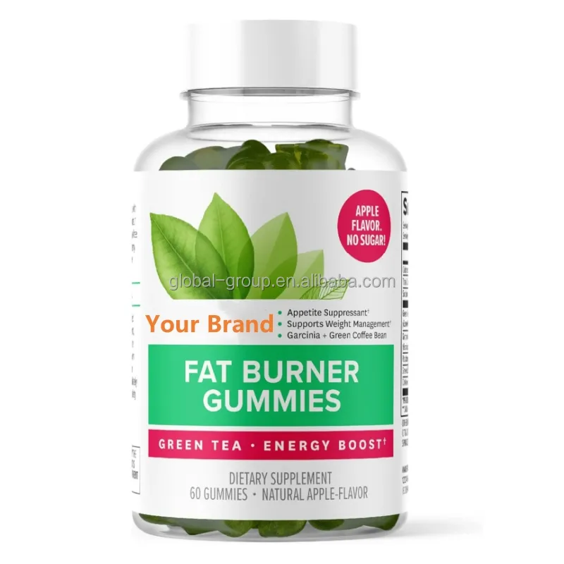 Fat Burner Gummies Weight Loss Green Tea Extract Garcinia Cambogia Metabolism Green Coffee Bean Raspberry Ketone Apple Gummies