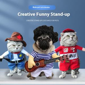 Halloween Kampioenschap Set Grappige Piraten Politie Hond & Kat Kostuum Met Politie Badge Gitaar Rekwisieten Lichtgewicht Polyester - Product Image 3