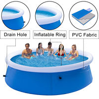 Bestseller PVC Aufblasbarer Familien-Swimmingpool 244cm X 63cm Runder Oberirdischer Outdoor Solarbetriebener Tragbarer Pool für Erwachsene und Kinder