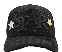 Topi Baseball Gaya Baru Hitam Gorras Bordir 3D Berlian Imitasi Jaring Laba-laba Kristal Multi-Tone Pin Logam Bintang Gothic Street