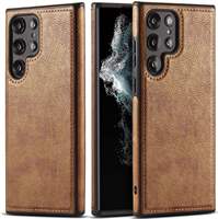 Étui de téléphone en cuir pour Samsung Galaxy S26 Ultra, coque arrière marron et noire pour Samsung S26 S25 S24, coque en PU