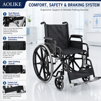 Fauteuil roulant manuel pliable, cadre en acier, ultraléger, respirant, pour hôpital, soins à domicile et centre de réadaptation