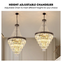 Grand lustre de luxe moderne en acier inoxydable suspendu à LED pour le hall du salon, escalier rotatif à hauteur réglable