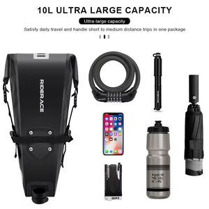 RIDERACE Fahrrads attel tasche Wasserdicht 10L für MTB Mountainbike Rennrad sitz mit großer Kapazität Faltbarer Heck tasche Kofferraum - Product Image 5