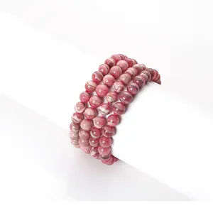 Natürliche Edelstein Armreifen Healing Rot Rhodochrosit stein Perlen Armbänder für Frauen Schmuck pulsera mujeres