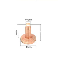 Rivet en cuivre massif de 9 mm de diamètre avec goujon de 3,3 mm et rondelle, pour cuir