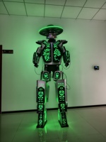 Costume de robot lumineux LED vert taille humaine pour performance sur scène, discothèque, bar, carnaval, événement