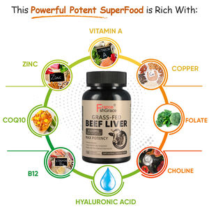 דשא המוזן בכבד בקר כמוסות הורמון כבד coq10 עם ויטמינים <span class=keywords><strong>b12</strong></span> למבוגרים - Product Image 2