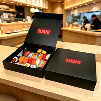 Scatola Pieghevole in Cartone Grigio Magnetica per Esposizione Sushi, Ecologica, Riciclabile, Resistente al Grasso, Opaca