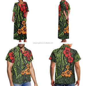 Conjuntos de Ropa para Parejas, Estilo Tatuaje Tribal, Ropa para Él y para Ella, Ropa Polinesia para Mujer Combinada con Camisas para Hombre - Product Image 4