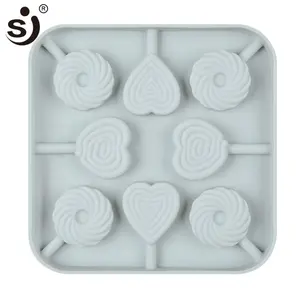 Siliconen Mal 8 Roosters Liefde En Rondheid Lollipops Diy Mold Met Een Plastic Staaf Verschillende Vorm Voor Select