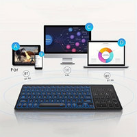 Clavier BT rétro-éclairé 7 couleurs avec pavé tactile 2.4G clavier rechargeable multimédia sans fil pour ordinateur portable PC tablette