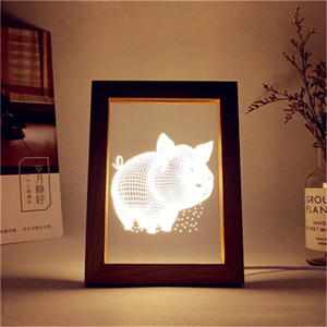 New creative Abstract Illusion photo frame paper art product usb power light photo 3D paper carving lampada acrilica con cornice - Product Image 1