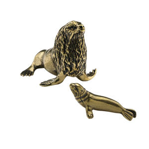 黄铜工艺品印章雕像摆件黄铜海狮仿真玩具家居装饰 - Product Image 2
