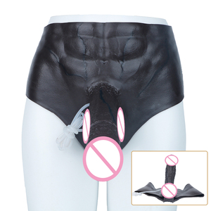 Manchon de godemiché à porter en silicone taille haute, grande taille, avec fonction de jet de liquide, design '6 Pack Abs' et sangle creuse, jouet pour adulte, 2 options de couleur - Product Image 5