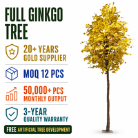 Arbre artificiel de Ginkgo argenté, plante artificielle à feuilles jaunes, feuillage d'automne avec pot, fournisseur pour hôtels, bureaux, mariages et événements