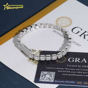 Pulsera de tenis con racimo de 6mm, Moissanita VVS que pasa la prueba del diamante, Cadena cubana estilo Hip Hop de Plata 925, Cadena cubana de eslabones de Moissanita - Product Image 5