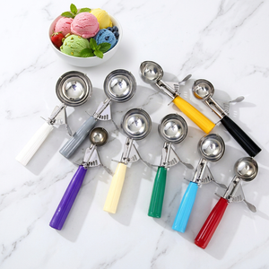 304 Stainless Steel Ice Cream Scoop Trigger Release Multi-Size Colorful Handle Dishwasher Safe for Commercial Kitchen Bakery - Product Image 1